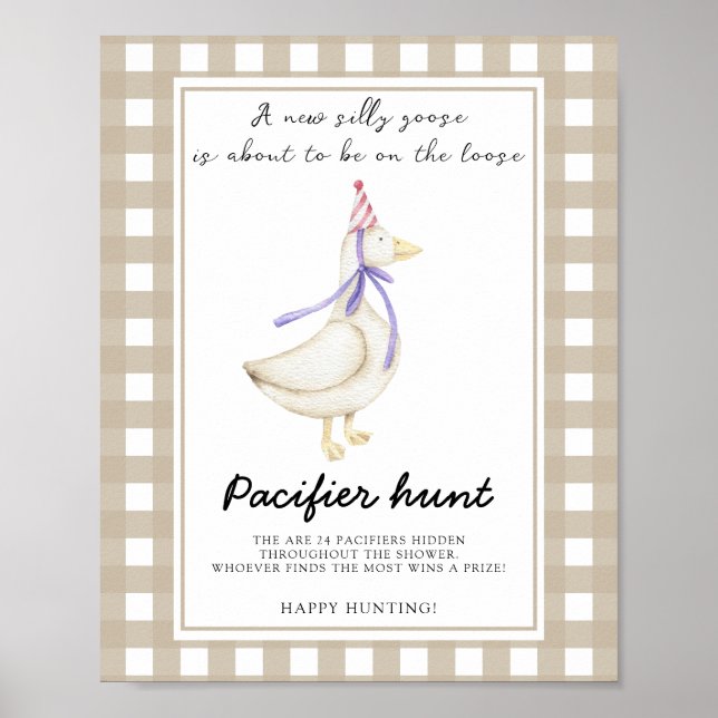 Affiche Jeux de chasse bébé Doudou - Baby Shower (Devant)