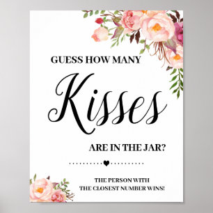 Affiche Jeux de combien de baisers signe de baby shower bo