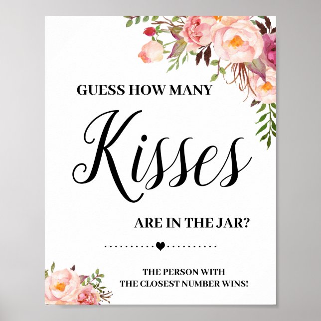 Affiche Jeux de combien de baisers signe de baby shower bo (Devant)
