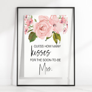 Affiche Jeux de devinette de bisous avec des roses rose pa