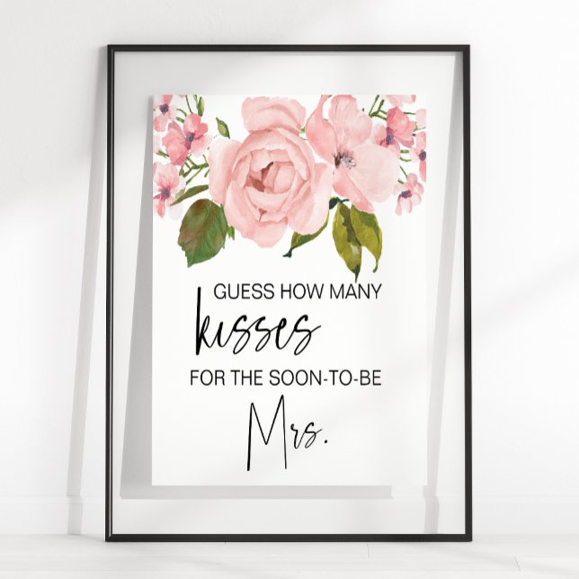 Affiche Jeux de devinette de bisous avec des roses rose pa (Créateur téléchargé)