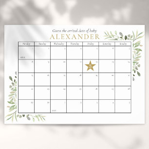 Affiche Jeux de devinette de date prévue pour Baby Shower 