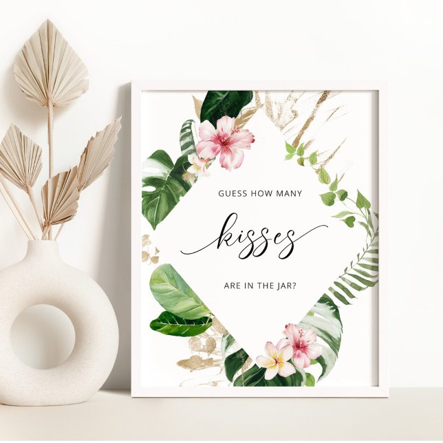 Affiche Jeux de douche nuptiale tropical combien de baiser (Créateur téléchargé)