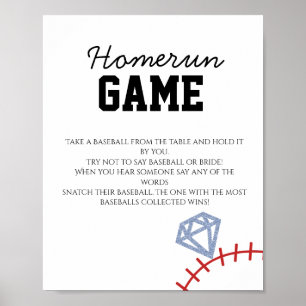 Affiche Jeux de mariage pailletés pour un homerun de baseb