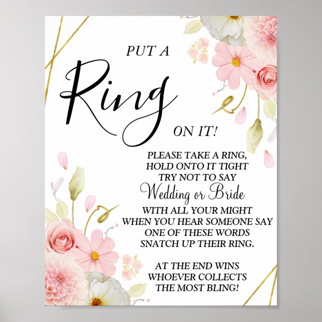Affiche Jeux de salle de mariage Dahlia & Roses Put a Ring (Devant)