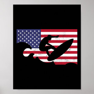 Affiche Jeux d'été de sport Usa Surf équipe de drapeau amé