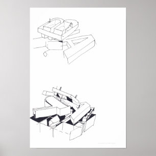 Affiche Jeux du bâtiment Dessin 7 avec B et A Monogramme P