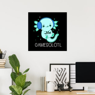 Affiche Jeux mignons Axolotl Axolotl Joueur