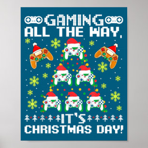 Affiche Jeux toute la journée C'est Noël Joueur vidéo C