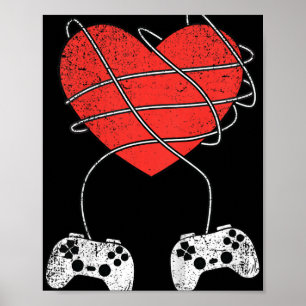 Affiche Jeux Vidéo Coeur Enfants Contrôleur Valentines Day