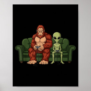 Affiche Jeux vidéo de Bigfoot Alien Sasquatch Ufo Hommes