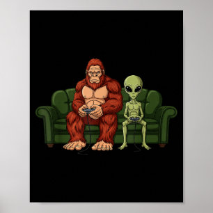 Affiche Jeux vidéo de Bigfoot Alien Sasquatch Ufo Men