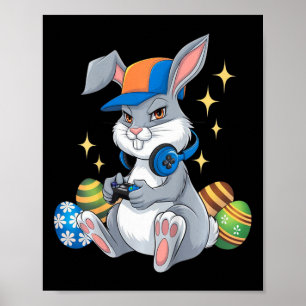 Affiche Jeux vidéo de Pâques pour enfants Jour heureux Lap