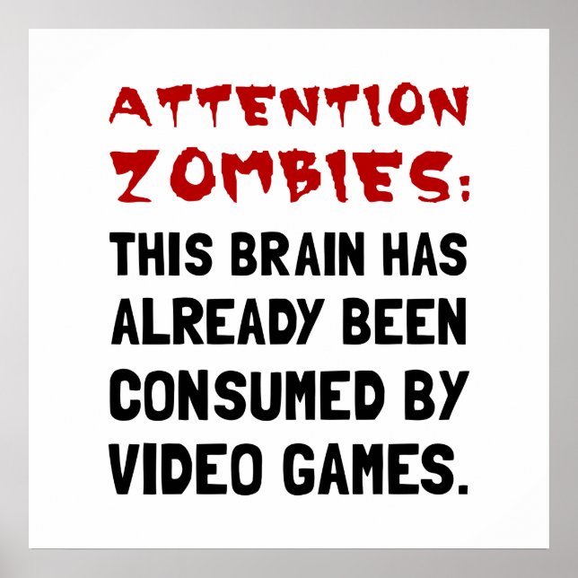 Affiche Jeux Vidéo de Zombies (Devant)