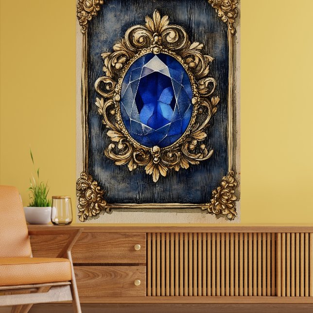 Affiche jewel adorned with a large blue gemstone (Salon 2)