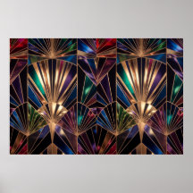 Jewel Tone Art Deco Multicolor Geometric Sunburst