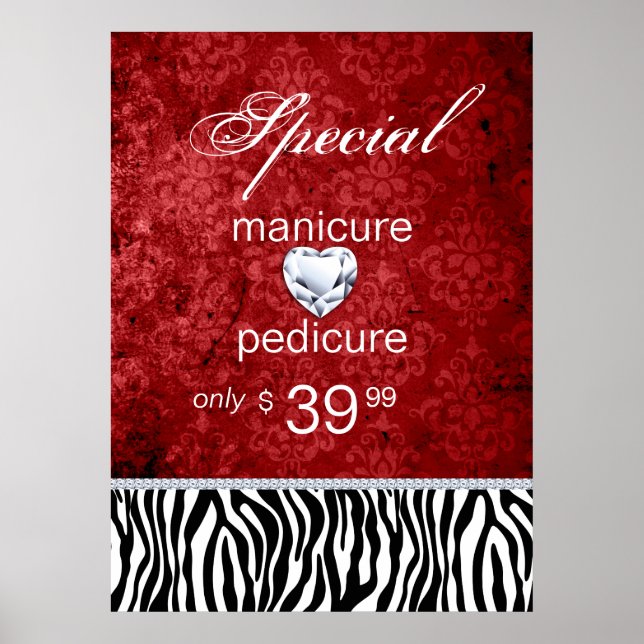 Affiche Jewelry Sale Damask Salon Zebra Valentine's (Devant)