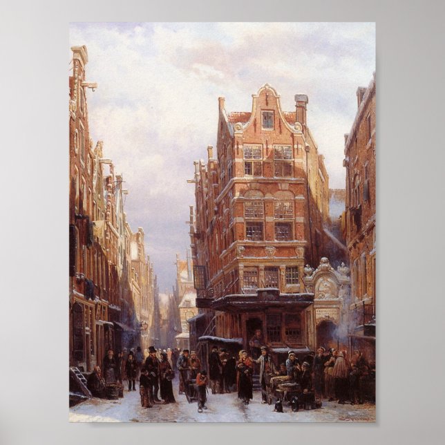 Affiche Jewish Quarter in Amsterdam (Vintage City Scene) (Devant)