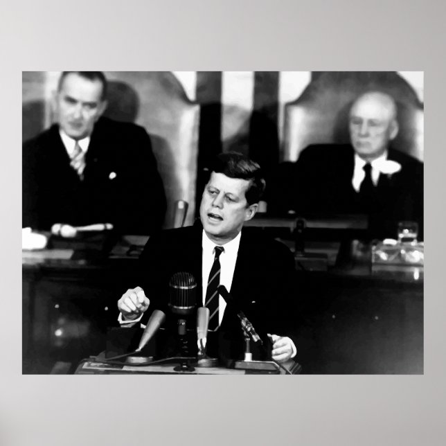Affiche JFK annonce une mission d'atterrissage sur lune —  (Devant)
