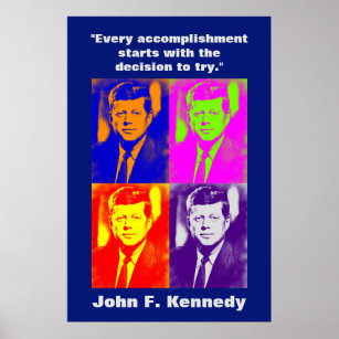 Affiche JFK John F. Kennedy Citation Inspiration Motivatio