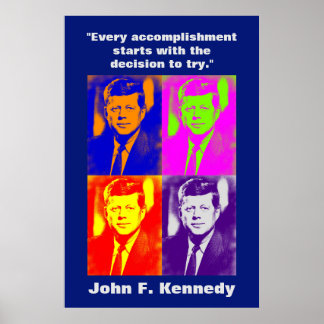 Affiche JFK John F. Kennedy Citation Inspiration Motivatio