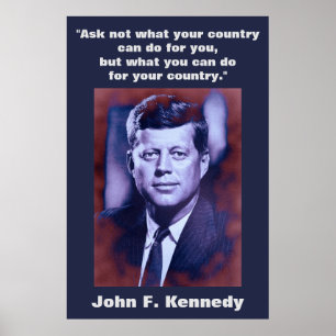 Affiche JFK John F. Kennedy Citation Inspiration Motivatio