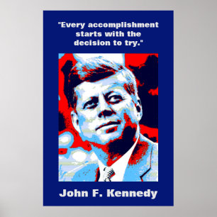 Affiche JFK John F. Kennedy Citation Inspiration Motivatio
