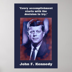 Affiche JFK John F. Kennedy Citation Inspiration Motivatio