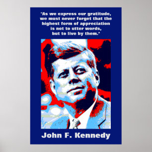 Affiche JFK John F. Kennedy Citation Inspiration Motivatio