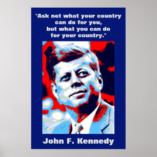Affiche JFK John F. Kennedy Citation Inspiration Motivatio