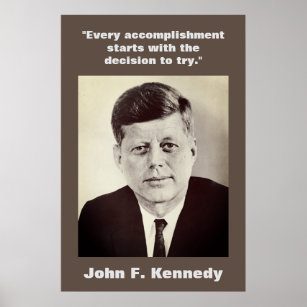 Affiche JFK John F. Kennedy Citation Motivationnelle Brown