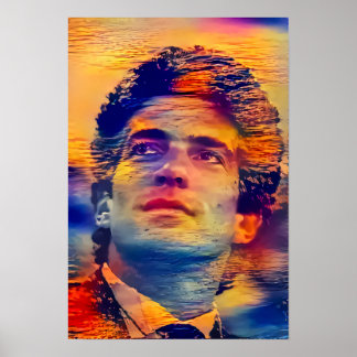 Affiche JFK Jr - Coucher de soleil sur l'île -