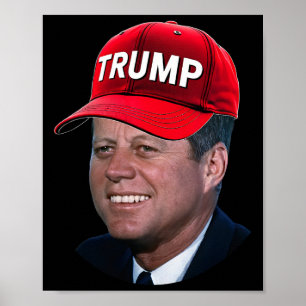 Affiche Jfk portant un chapeau Trump drôle John F Kennedy