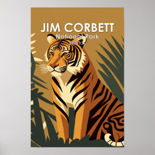 Affiche Jim Corbett Parc national d'Inde Vintage