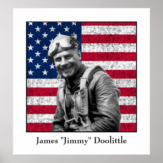 Affiche Jimmy Doolittle et le drapeau américain (Devant)