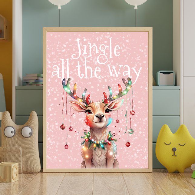 Affiche Jingle All Way Reindeer et les lumières de Noël (Créateur téléchargé)