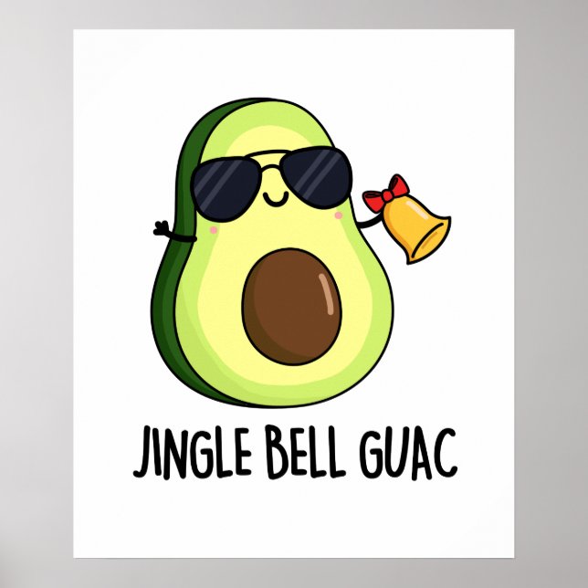 Affiche Jingle Bell Guac Amusant Avocado de Noël (Devant)