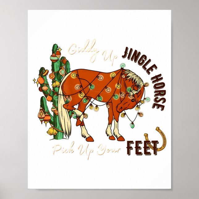 Affiche Jingle Funny Horse Ck Up Your Feet Cactus Western, (Devant)