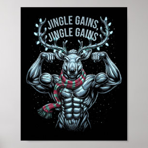 Affiche Jingle Gains Jingle Gains Christmas Gym Workout Re