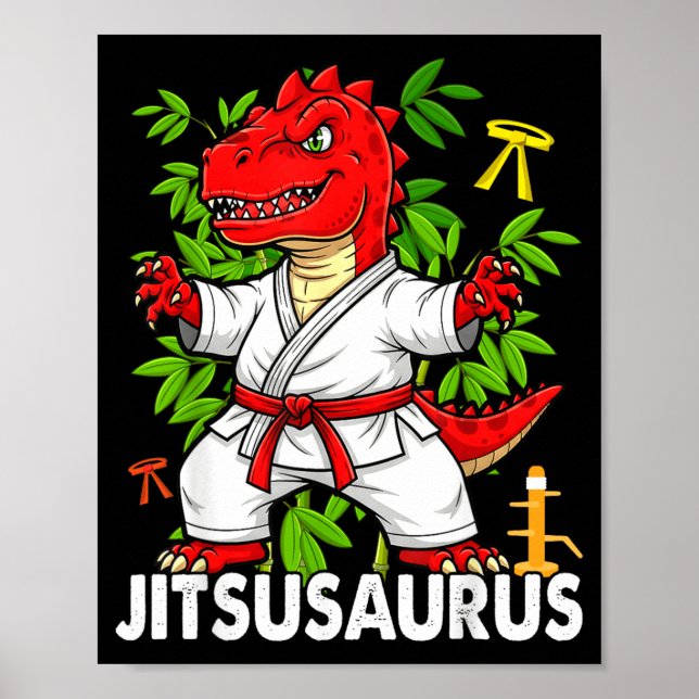 Affiche Jitsusaurus Drôle Jiu Jitsu Trex MMA Brésilien (Devant)