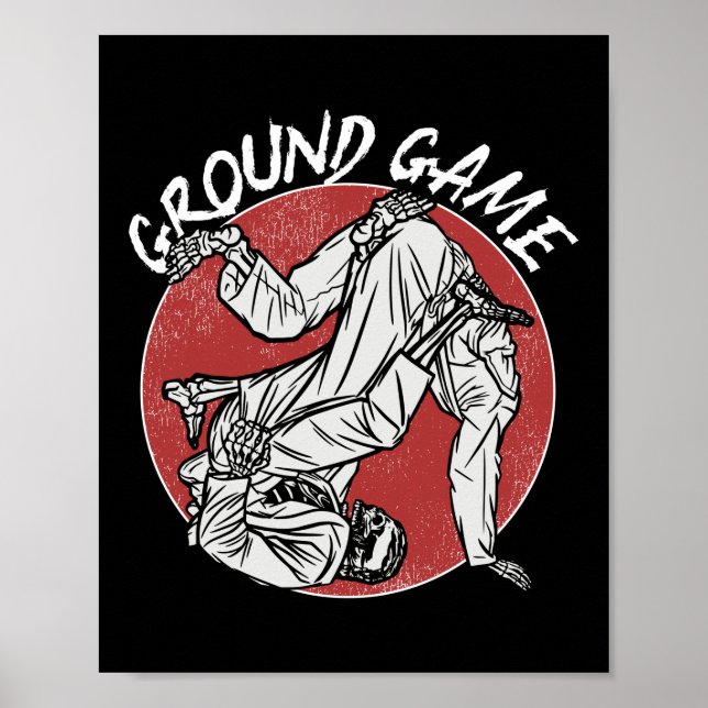 Affiche Jiu Jitsu Bjj Ground Jeu Retro Vintage (Devant)