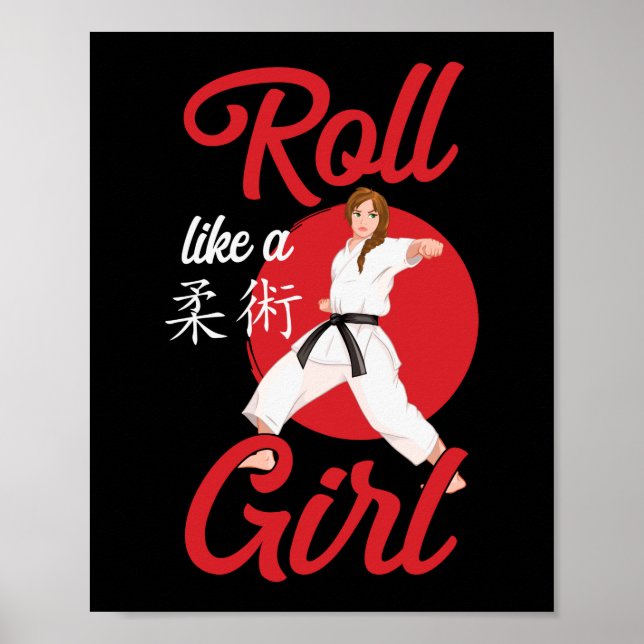 Affiche Jiu Jitsu Bjj Roll Comme Une Fille (Devant)