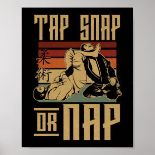 Affiche Jiu Jitsu Bjj Tap Snap Or Nap Retro Vintage