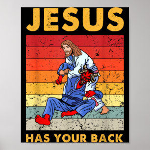 Affiche Jiu Jitsu Brésilien Jésus est derrière toi BJJ MMA