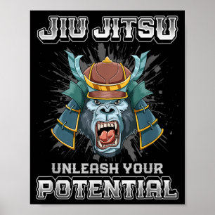 Affiche Jiu Jitsu Brésilien MMA et Grappling BJJ Samouraï