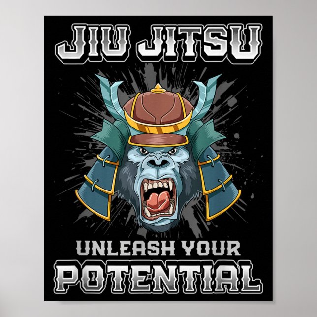 Affiche Jiu Jitsu Brésilien MMA et Grappling BJJ Samouraï (Devant)
