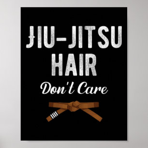 Affiche Jiu Jitsu Cheveux S'en Foutent Judo Karaté Boxe Ki