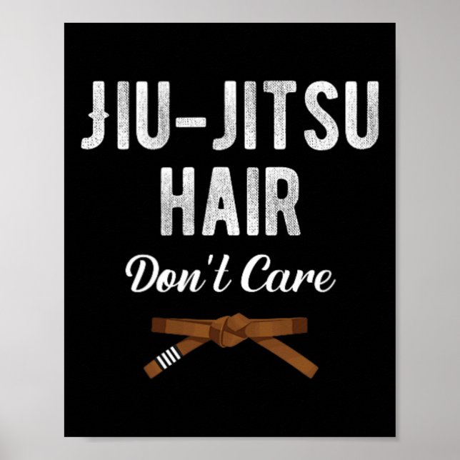 Affiche Jiu Jitsu Cheveux S'en Foutent Judo Karaté Boxe Ki (Devant)