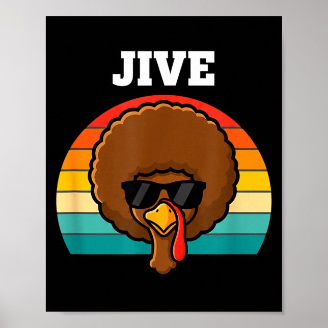 Affiche Jive Turkey Afro Retro 70s Thanksgiving Turkey Day (Devant)