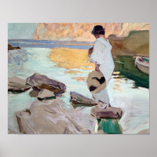 Affiche Joaquin Sorolla - Elena à Cala de San Vicente (Devant)